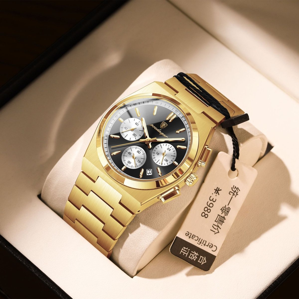 Ancient Energy men's waterproof multifunctional luminous ultra-thin watch showing digital and analog displays on a black strap.