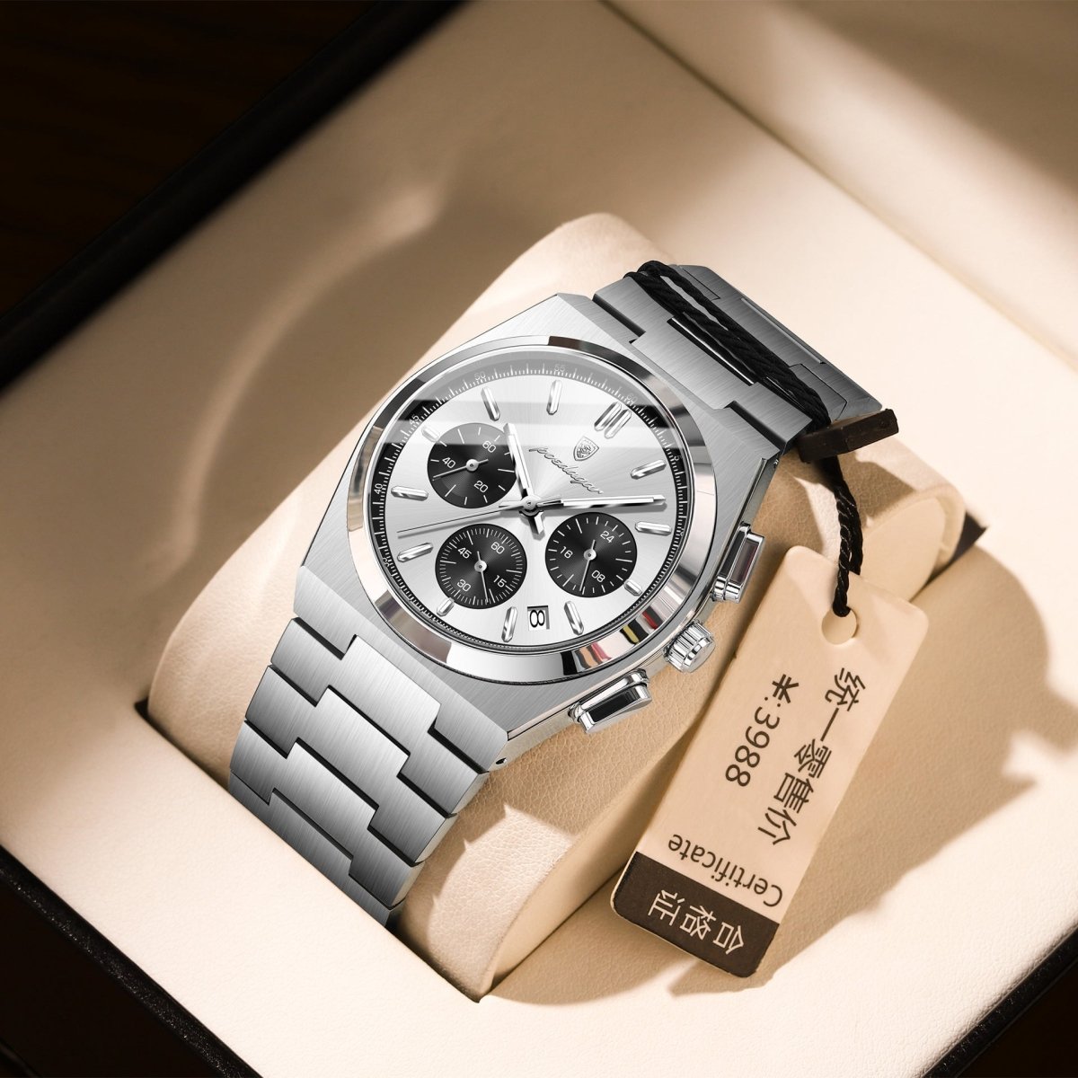 Ancient Energy men's waterproof multifunctional luminous ultra-thin watch showing digital and analog time display.