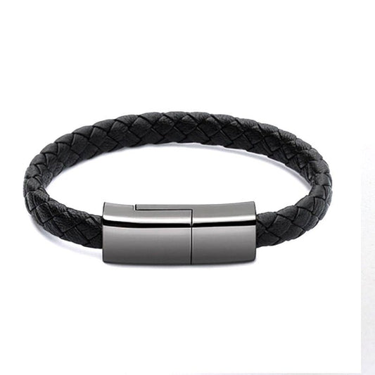 Ancient Energy bracelet-style USB charging cable for iPhone 14/13 Max, featuring a compact data and micro charging cord design.