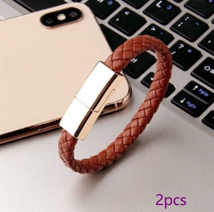 Ancient Energy bracelet-style USB charging cable for iPhone 14 and 13 Max, with micro USB and USB-C connectors for data transfer.