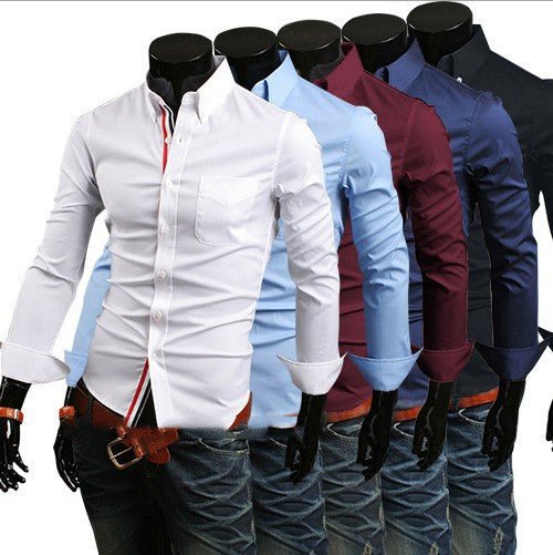 Men's long-sleeved shirt by Ancient Energy, casual style, blue fabric, button-down front, suitable for everyday wear.