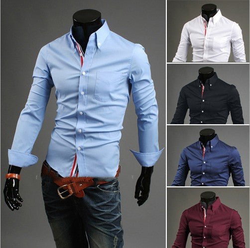 Long-sleeved men's shirt by Ancient Energy featuring a casual fit and classic design, shown in a neutral color.