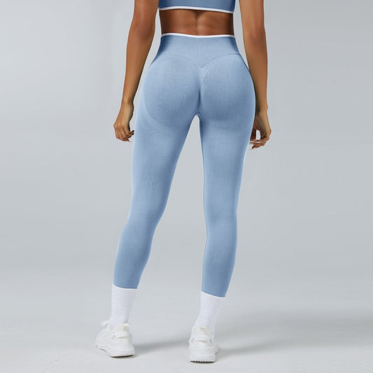 Ancient Energy seamless knitted high waist sports yoga pants in quick-drying, stretchable fabric, designed for active wear and comfort.