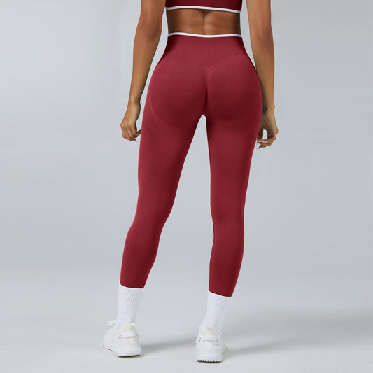 Ancient Energy seamless knitted high-waist sports yoga pants, quick-drying, tight fit, in black with minimal design.