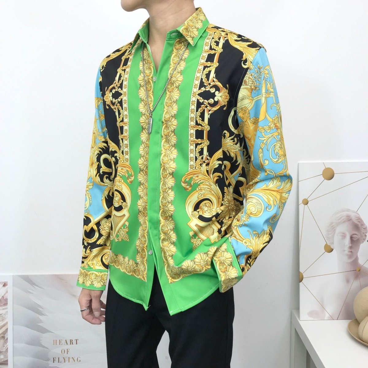 Thin unisex shirts with Yan palace pattern printing by Ancient Energy, featuring a stylish personality design for men and women.