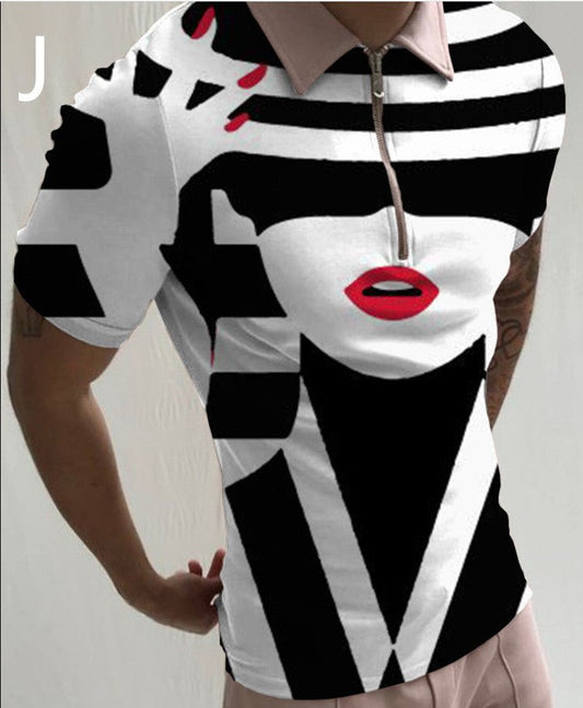 Ancient Energy men's short sleeve streetwear shirt with face art print, casual t-shirt for men with bold graphic design.