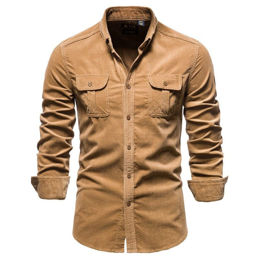Blue long-sleeve college-style shirt for men by Ancient Energy, featuring a casual and comfortable design.