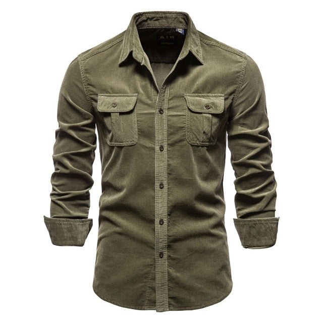 Blue long-sleeve men's shirt from Ancient Energy with college-style design, casual wear top for everyday or school outfits.