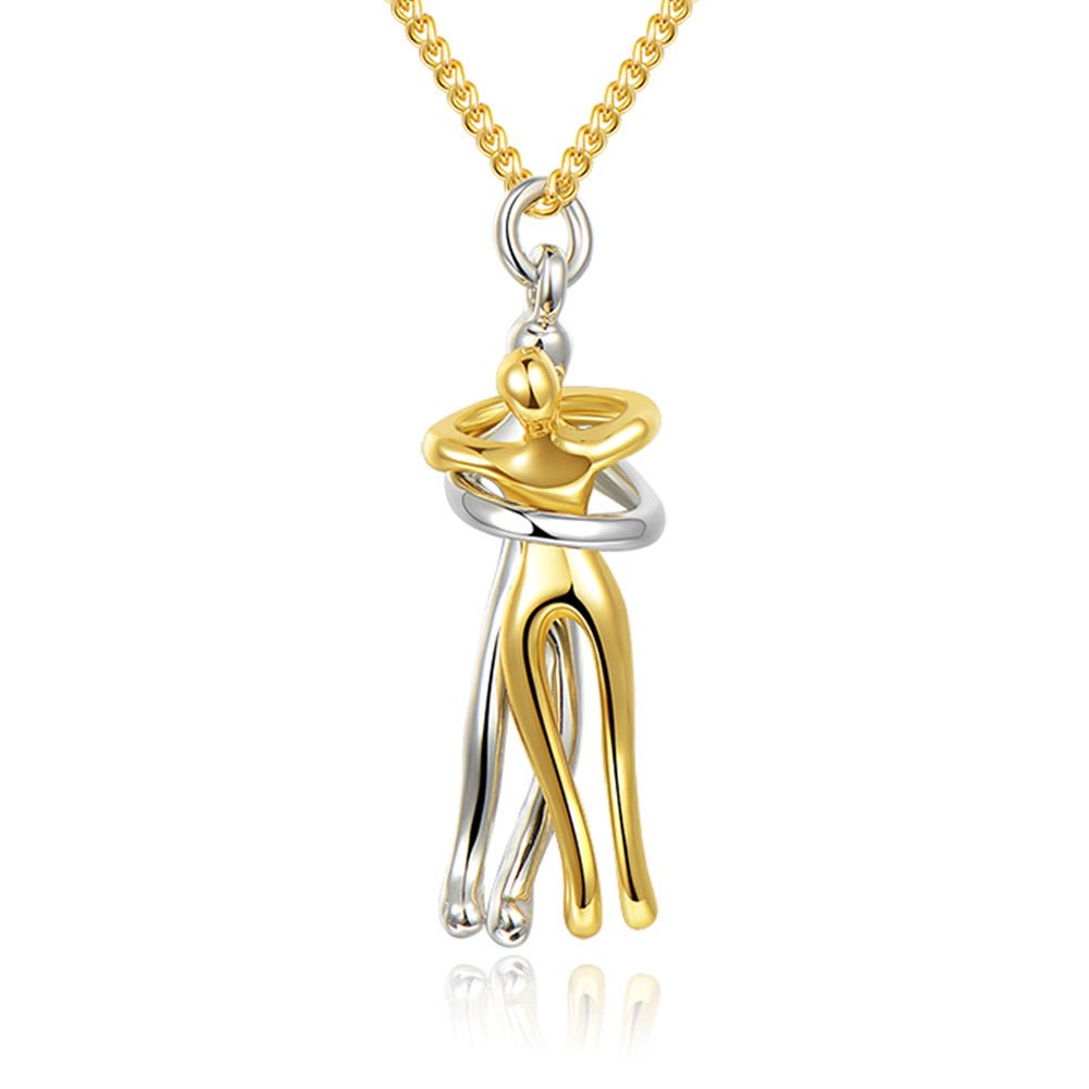 Unisex Simple Love Hug Necklace by Ancient Energy, featuring a minimalist couple jewelry design perfect for Valentine's Day.