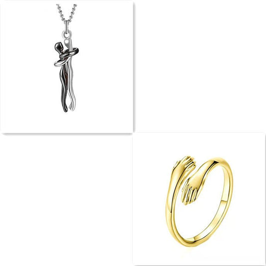 Unisex Simple Love Hug Necklace by Ancient Energy, featuring a minimalist heart design for couples, ideal for Valentine's Day.