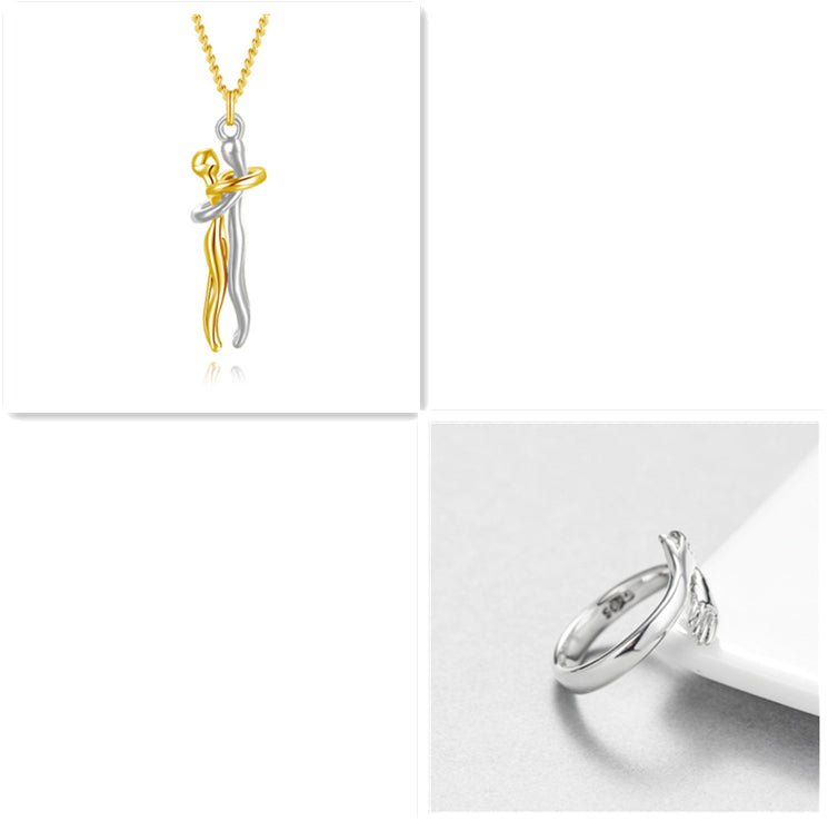 Unisex Simple Love Hug Necklace by Ancient Energy, featuring a heart-shaped pendant, perfect for couples and Valentine's Day.