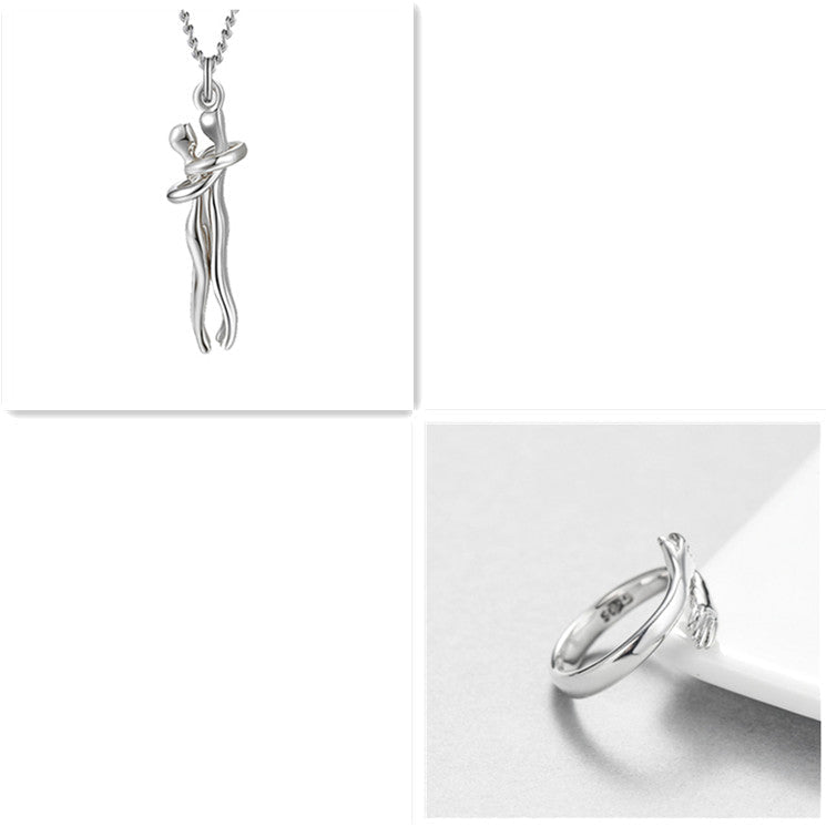 Unisex Simple Love Hug Necklace by Ancient Energy, featuring a minimalist couple jewelry design for Valentine's Day.