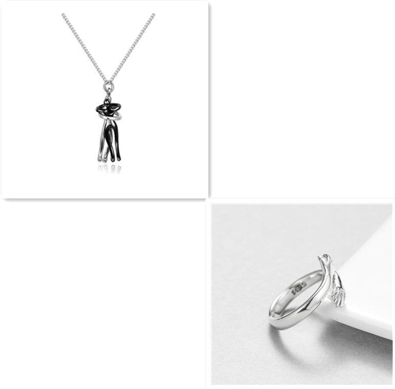 Unisex Simple Love Hug Necklace by Ancient Energy, featuring a heart-shaped pendant, ideal for couples' jewelry and Valentine's Day.