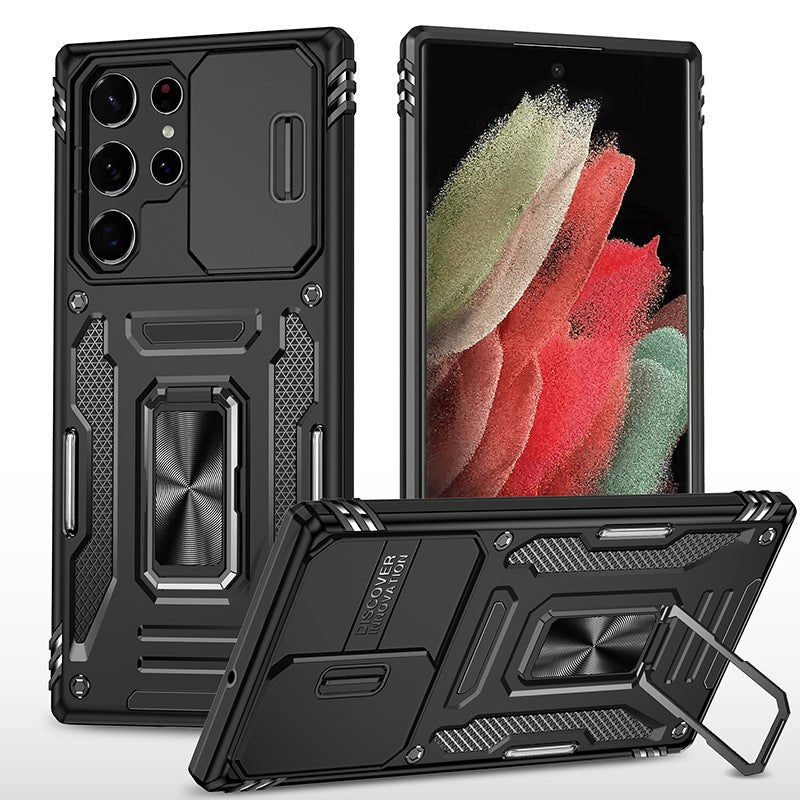 Ancient Energy sliding window ring bracket multifunctional phone case showing the sleek design and built-in ring holder.