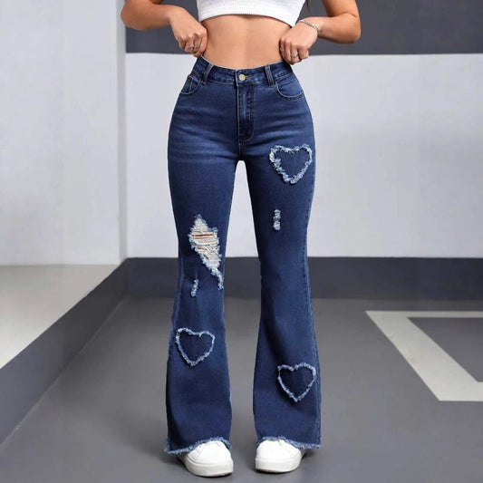 Casual women's denim jeans from Ancient Energy featuring a classic blue wash and relaxed fit, suitable for everyday wear.