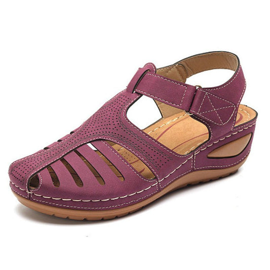 Plus size retro women's wedge sandals with round toes from Ancient Energy, featuring a stylish and comfortable design.