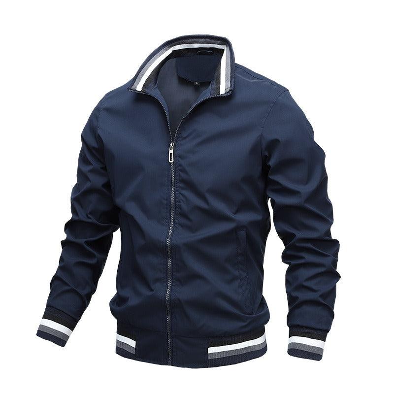 Autumn and Winter Men's Stand Collar Casual Zipper Jacket Outdoor Sports Coat Windbreaker Jacket for Men Waterproof Bomber - MANDOTOS