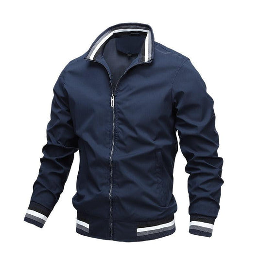 Autumn and Winter Men's Stand Collar Casual Zipper Jacket Outdoor Sports Coat Windbreaker Jacket for Men Waterproof Bomber - MANDOTOS