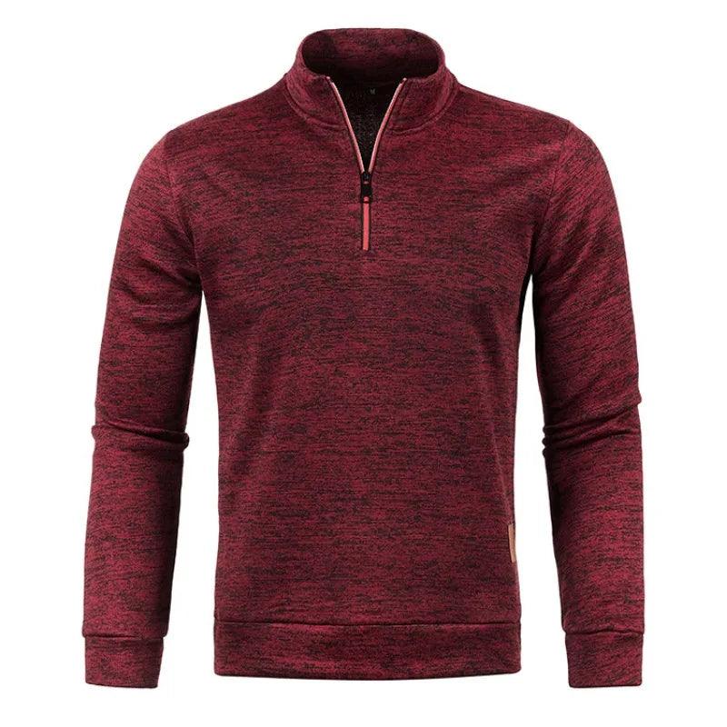 Autumn Men's Half Zipper Sweatshirts Long Sleeve Solid Color Pullover Turtleneck Streetwear Winter Warm Jacket Sport Coats - MANDOTOS