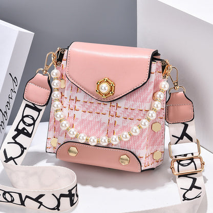 Fashion Women'S Crossbody Bag Girl'S Cute Princess Wallet Classic Shoulder Bag Summer Pearl Chain Phone Bag - MANDOTOS