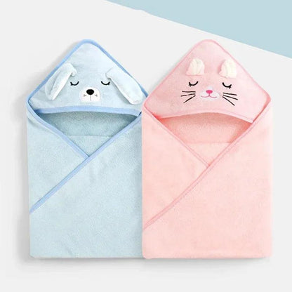 Baby Hooded Bath Towels Cartoon Animal Newborn Soft Towel Blanket Toddler Bathrobe Warm Sleeping Swaddle Wrap for Boys Girls - MANDOTOS