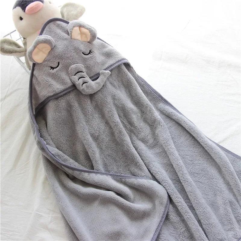 Baby Hooded Bath Towels Cartoon Animal Newborn Soft Towel Blanket Toddler Bathrobe Warm Sleeping Swaddle Wrap for Boys Girls - MANDOTOS