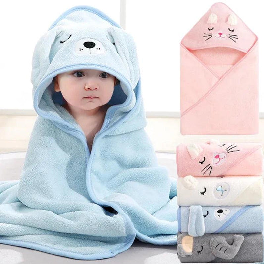 Baby Hooded Bath Towels Cartoon Animal Newborn Soft Towel Blanket Toddler Bathrobe Warm Sleeping Swaddle Wrap for Boys Girls - MANDOTOS