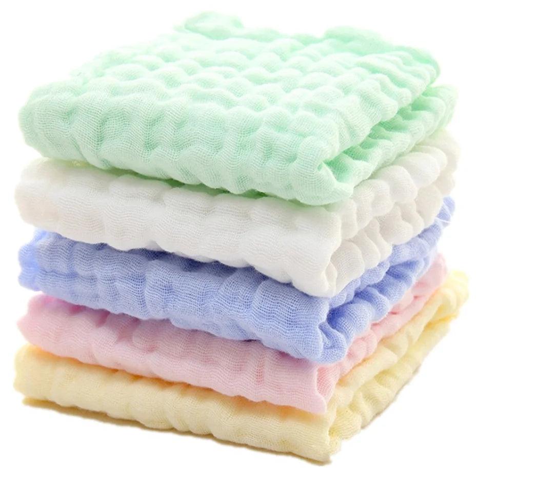 Baby Washcloths - Natural Cotton Baby Wipes - Soft Newborn Face Towel and Washcloth for Sensitive Skin, Registry as Shower, 5 P - MANDOTOS