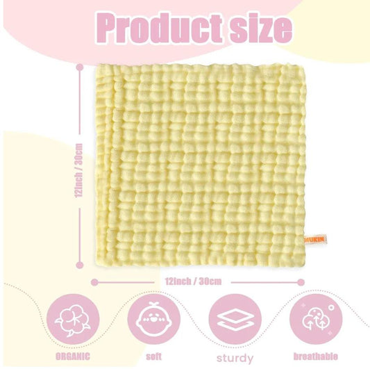 Baby Washcloths - Natural Cotton Baby Wipes - Soft Newborn Face Towel and Washcloth for Sensitive Skin, Registry as Shower, 5 P - MANDOTOS