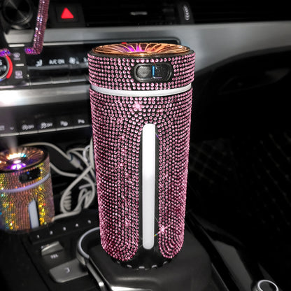 Luxury Diamond Car Humidifier LED Light Car Diffuser Auto Air Purifier Aromatherapy Diffuser Air Freshener Car Accessories For Woman - MANDOTOS