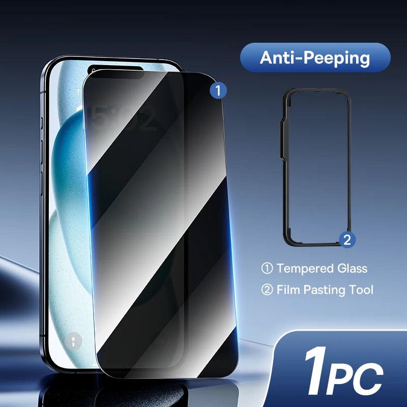 Baseus Tempered Glass for iPhone 16 Pro Max Plus Screen Protector for iPhone 15 14 13 12 11 Pro Max Clear Edge Anti-Peeping Film - MANDOTOS