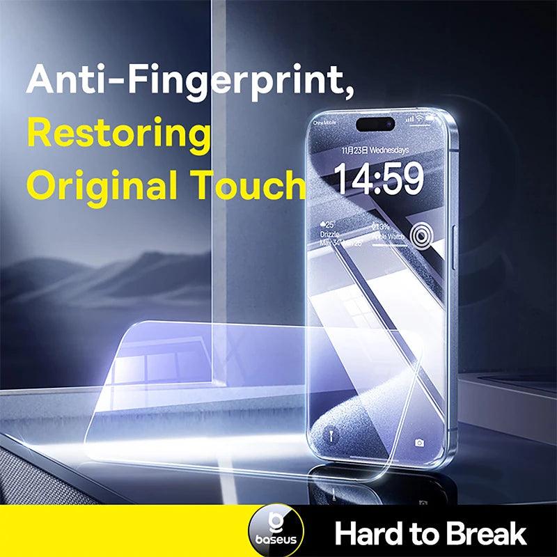 Baseus Tempered Glass for iPhone 16 Pro Max Plus Screen Protector for iPhone 15 14 13 12 11 Pro Max Clear Edge Anti-Peeping Film - MANDOTOS