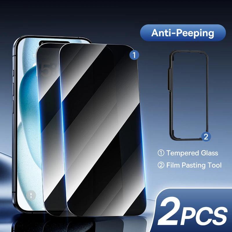 Baseus Tempered Glass for iPhone 16 Pro Max Plus Screen Protector for iPhone 15 14 13 12 11 Pro Max Clear Edge Anti-Peeping Film - MANDOTOS