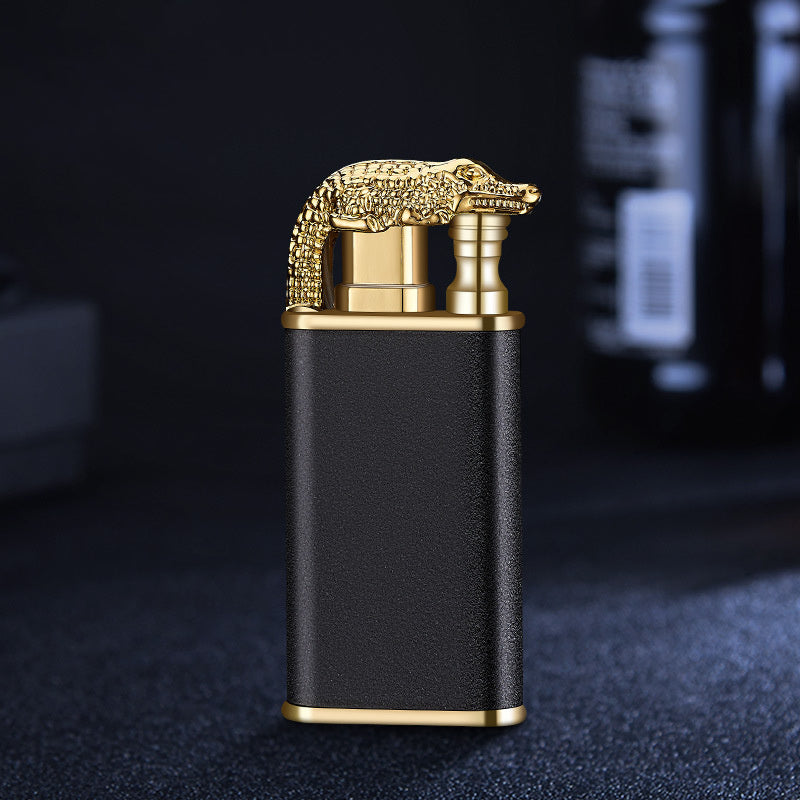 Creative Blue Flame Lighter Dolphin Dragon Tiger Double Fire Metal Winproof Lighter Inflatable Lighter - MANDOTOS