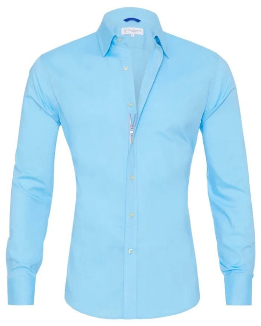 Long Sleeve Zipper Shirt With Button Design Fashion Lapel Tops For Mens Clothing - MANDOTOS