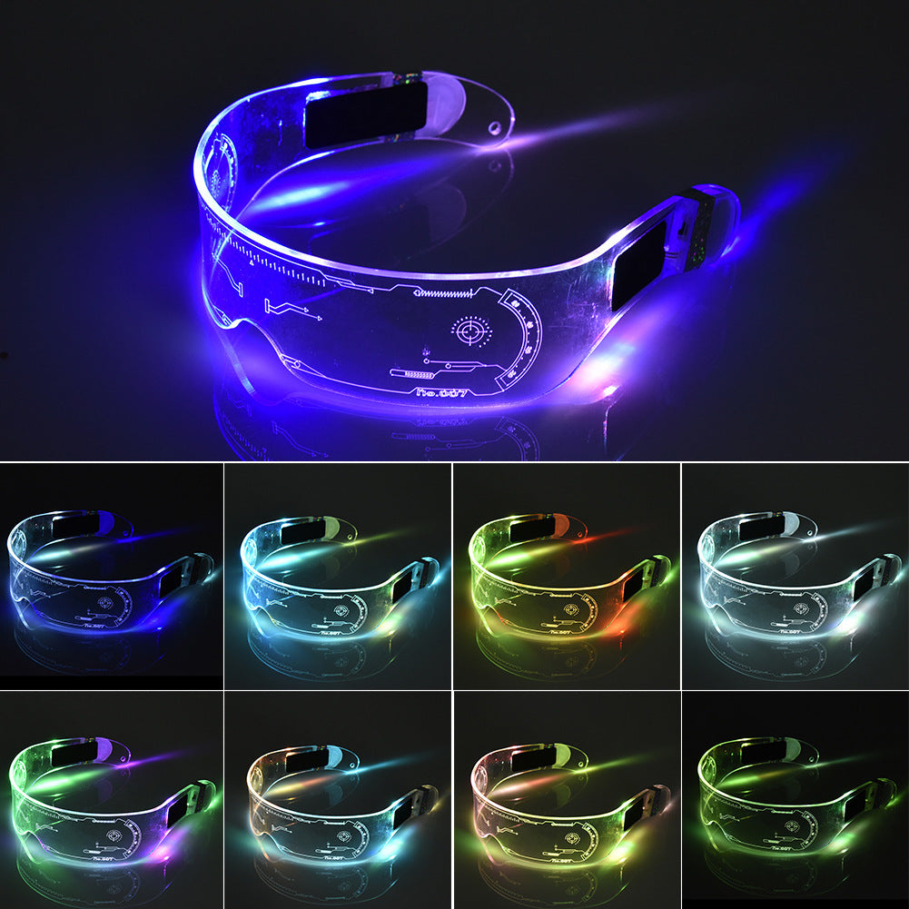 LED Luminous Glasses Party Bar Disco Punk Glasses Futuristic Style Festival Goggles Decoration Gifts - MANDOTOS