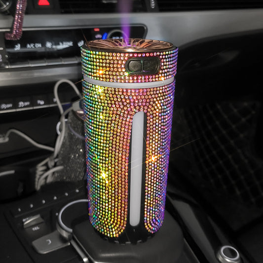 Luxury Diamond Car Humidifier LED Light Car Diffuser Auto Air Purifier Aromatherapy Diffuser Air Freshener Car Accessories For Woman - MANDOTOS