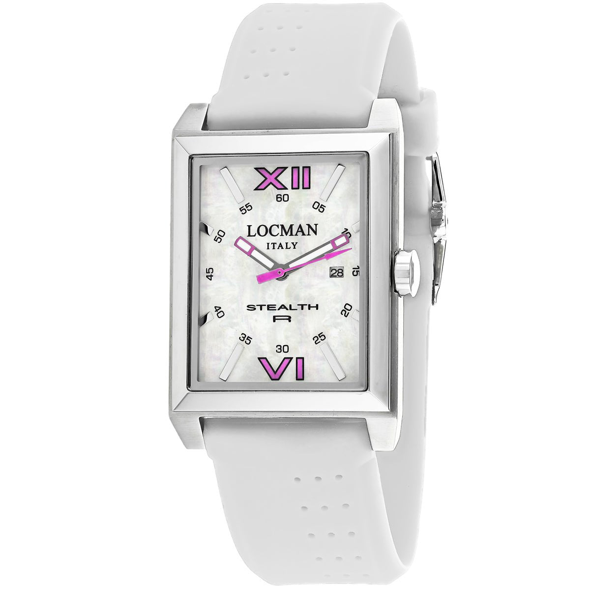 Elegant Locman men's classic watch with a round dial and silver strap, showcasing sophisticated design and craftsmanship.