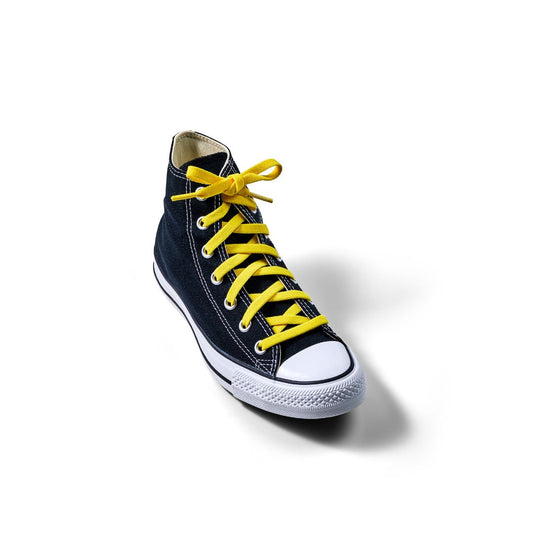 Yellow elastic shoelace from Bread brand with the product name Corona Yellow, shown in close-up detail.