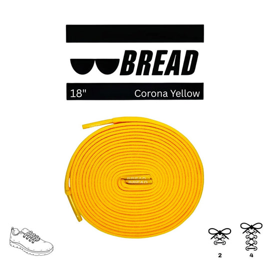Bread Corona Yellow elastic shoelace in bright yellow with flexible, stretchable design for comfortable, secure fit.