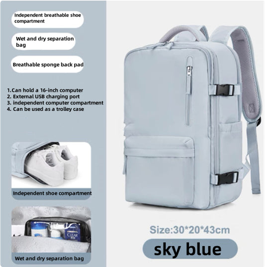 Ancient Energy large capacity travel backpack with multiple compartments, suitable for students and school use.