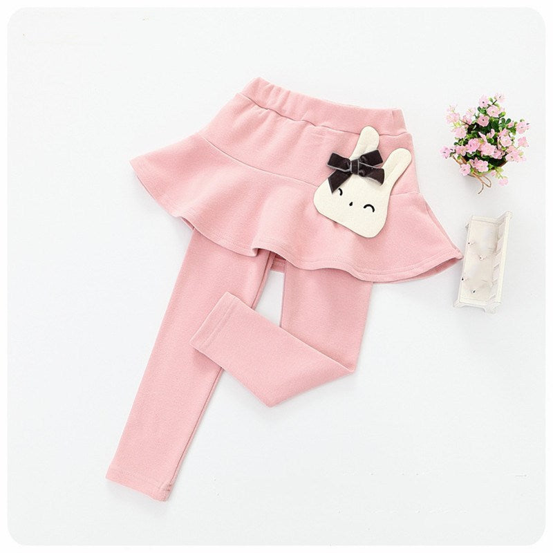 Children's cotton lace skirt pants with fake leggings for girls, featuring a cute and comfortable design by Ancient Energy.