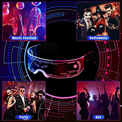 LED Luminous Glasses Party Bar Disco Punk Glasses Futuristic Style Festival Goggles Decoration Gifts - MANDOTOS