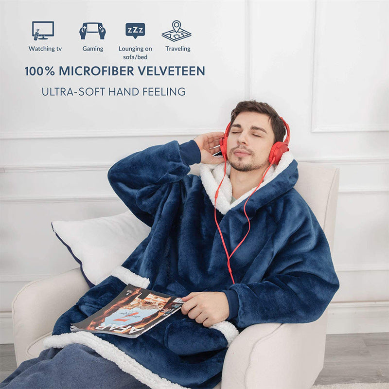Winter TV Hoodie Blanket Winter Warm Home Clothes Women Men Oversized Pullover With Pockets - MANDOTOS
