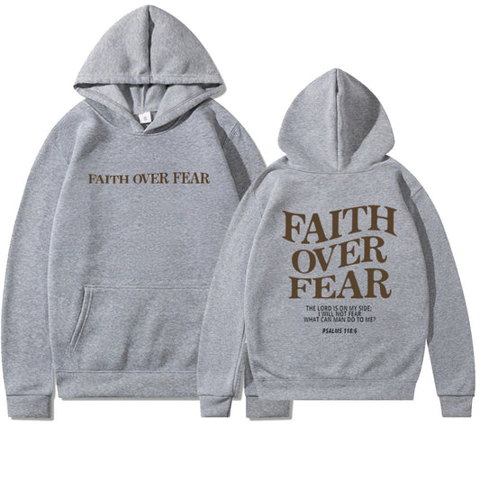 Faith Over Fear Christian Hoodie Christian Sweatshirt Jesus Hoodie Trendy Hoodie Bible Verse Shirt Unisex Aesthetic Clothes - MANDOTOS
