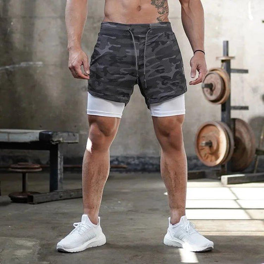 Camo Running Shorts Men Gym Sports Shorts 2 In 1 Quick Dry Workout Training Gym Fitness Jogging Short Pants Summer Men Shorts - MANDOTOS