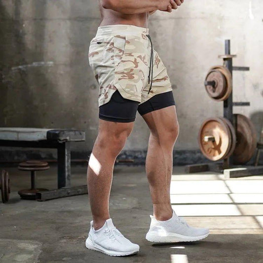 Camo Running Shorts Men Gym Sports Shorts 2 In 1 Quick Dry Workout Training Gym Fitness Jogging Short Pants Summer Men Shorts - MANDOTOS