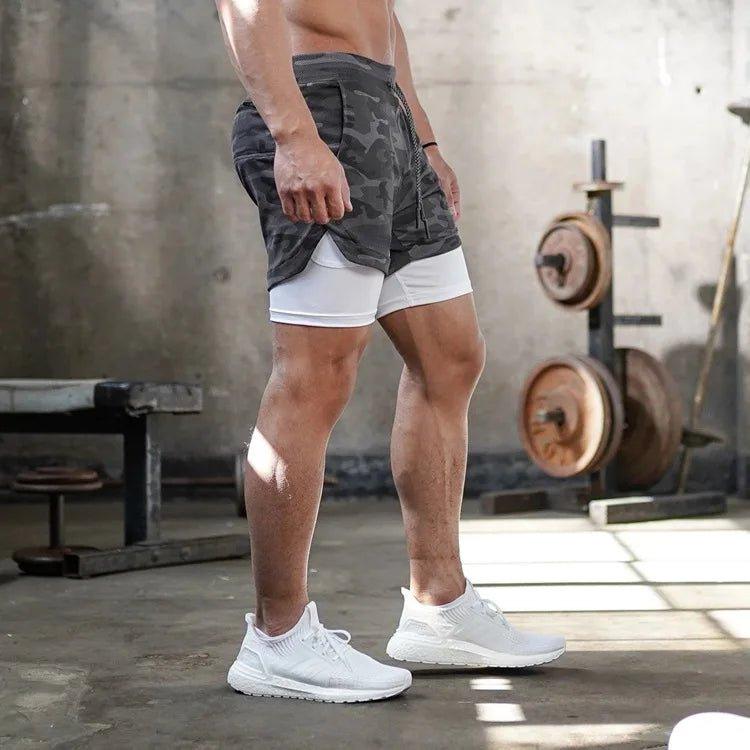 Camo Running Shorts Men Gym Sports Shorts 2 In 1 Quick Dry Workout Training Gym Fitness Jogging Short Pants Summer Men Shorts - MANDOTOS