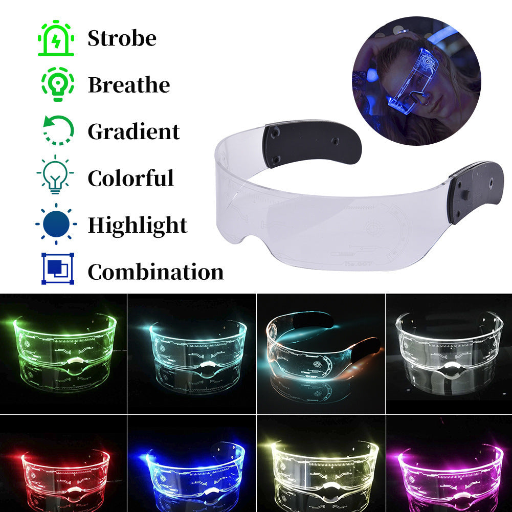 LED Luminous Glasses Party Bar Disco Punk Glasses Futuristic Style Festival Goggles Decoration Gifts - MANDOTOS