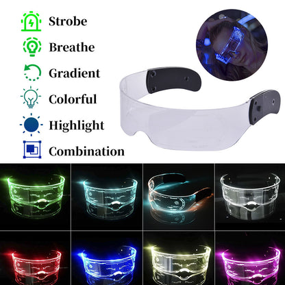 LED Luminous Glasses Party Bar Disco Punk Glasses Futuristic Style Festival Goggles Decoration Gifts - MANDOTOS